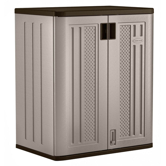 Suncast 9 Cu Ft Heavy Duty Resin Garage Base Storage Cabinet, Platinum (6 Pack) - 120281