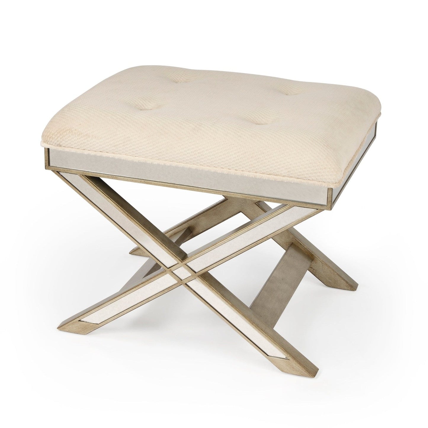 Butler Specialty Company Marlo Mirrored 26""W Vanity Stool, Cream  - 1253146