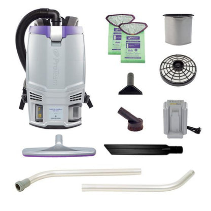 Proteam GoFit 6, Backpack Vacuum, 6 QT, Cordless, 4Ah, 51 mins Low, 39 mins High, 13.5lbs - 107782