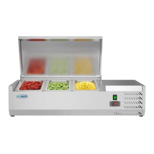 KOOLMORE 40 in. Three Pan Refrigerated Countertop Condiment Prep Station - SCDC-3P-SG