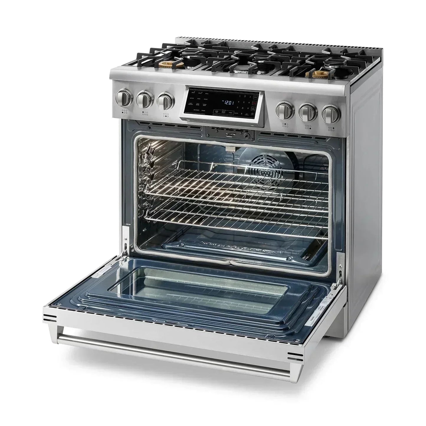 Thor Kitchen Appliance Package - 36 In. Gas Range, Range Hood, Microwave Drawer, Refrigerator with Water and Ice Dispenser, Dishwasher, Wine Cooler, AP-TRG3601-C-10