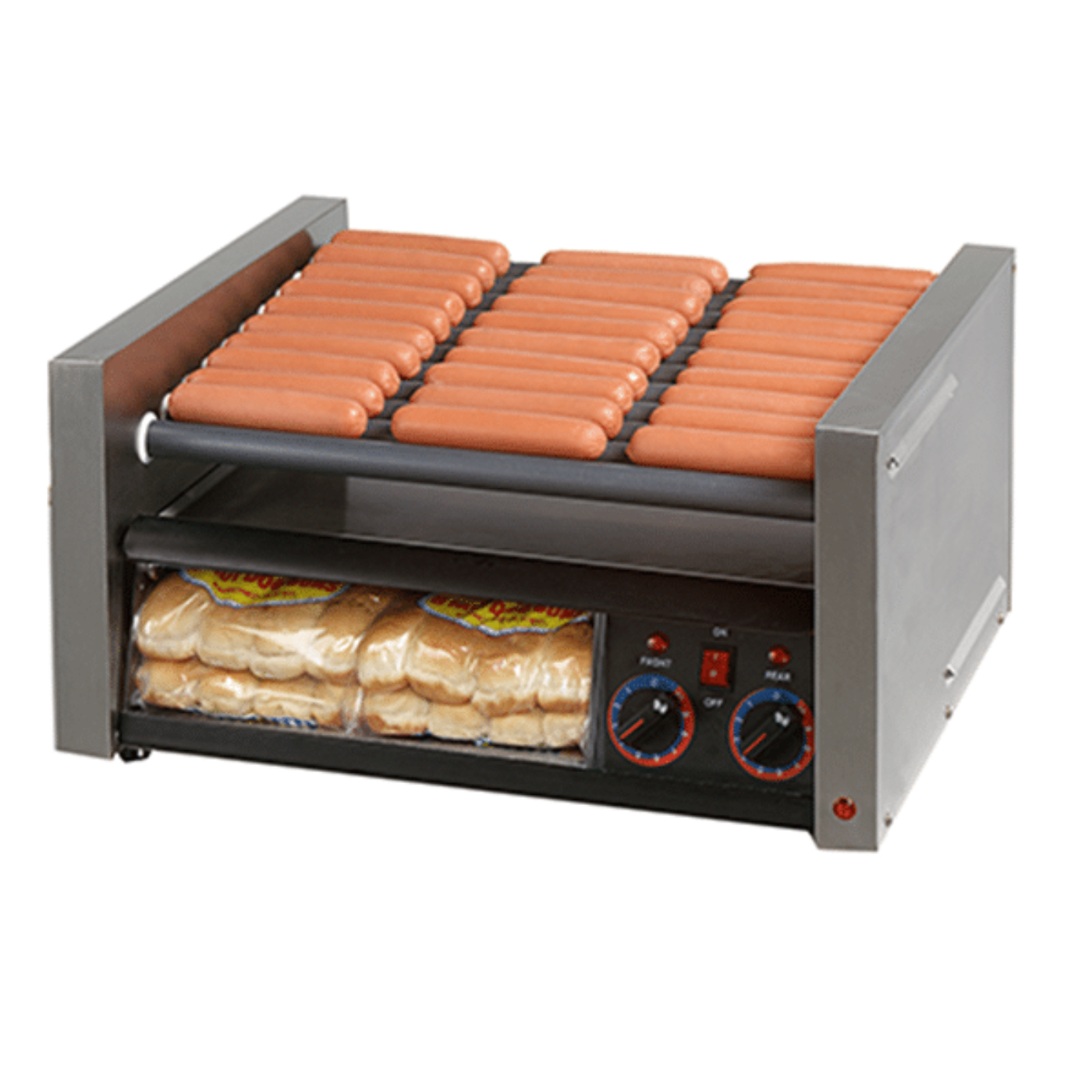 Star 8A-45SCBD-120V Grill-Max® Roller Grills with Analogue Controls Duratec with Clear Bun Door 120V - 8A-45SCBD-120V