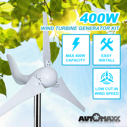 Automaxx Windmill 400W Home & Land Wind Turbine Generator Kit - DB0400ABBB