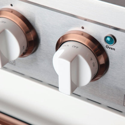Kucht 30" Pro-Style Natural Gas Dual Fuel Range in White with Rose Gold Accents, KDF302-W-ROSE - KDF302-W-ROSE