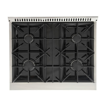 Kucht 30" Pro-Style Propane Gas Dual Fuel Range in Black with Gold Accents, KDF302/LP-K-GOLD - KDF302/LP-K-GOLD