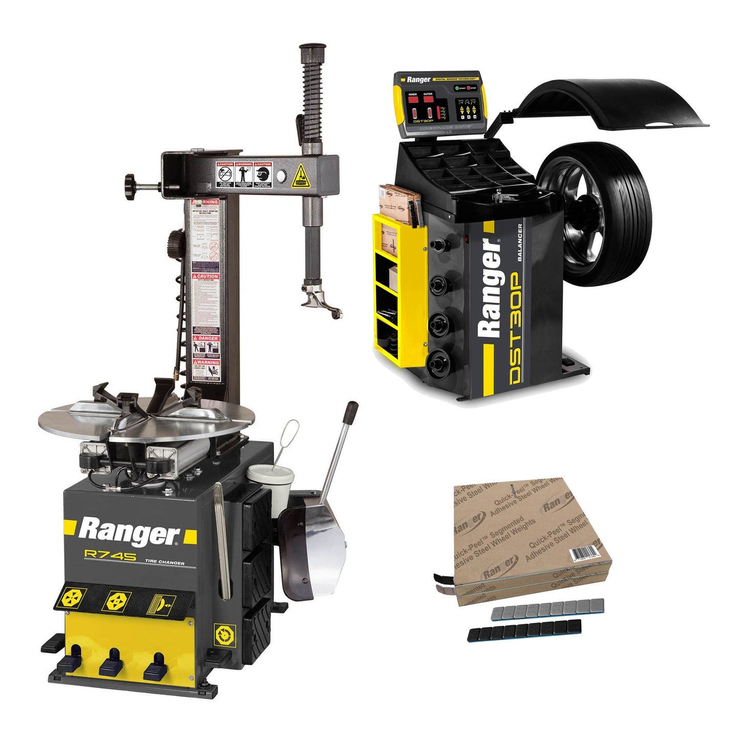 DST30P Wheel Balancer + Ranger R980XR Tire Changer + Tape Wheel Weights Combo - Garage Gear & Co.