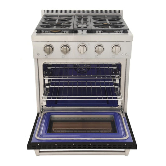 Kucht Professional 30" 4.2 cu. ft. Natural Gas Range in Black with True Simmer Burners, KFX3000X-BK - KFX3000X-BK