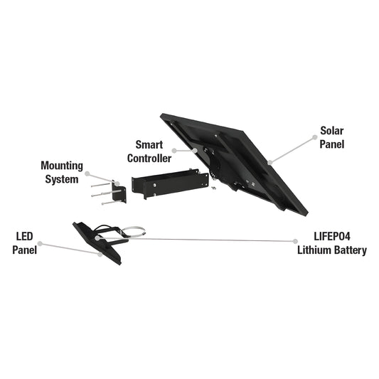 AVS Energy Solar LED Flood Light 40 Watt 5600 Lumens 5000K - AVS-BLK-40W