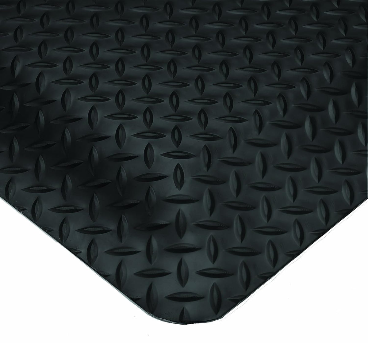 Wearwell Diamond-Plate SpongeCote UltraSoft Mat, 4' Width x 75' Length x 15/16" Thickness, Black - 414.1516x4x75BK