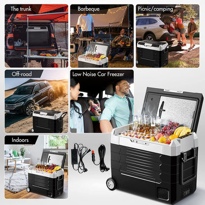 AOBOSI Portable Fridge on Wheels with Foldable Handles 59qt/55L - CE-EA55-BKW