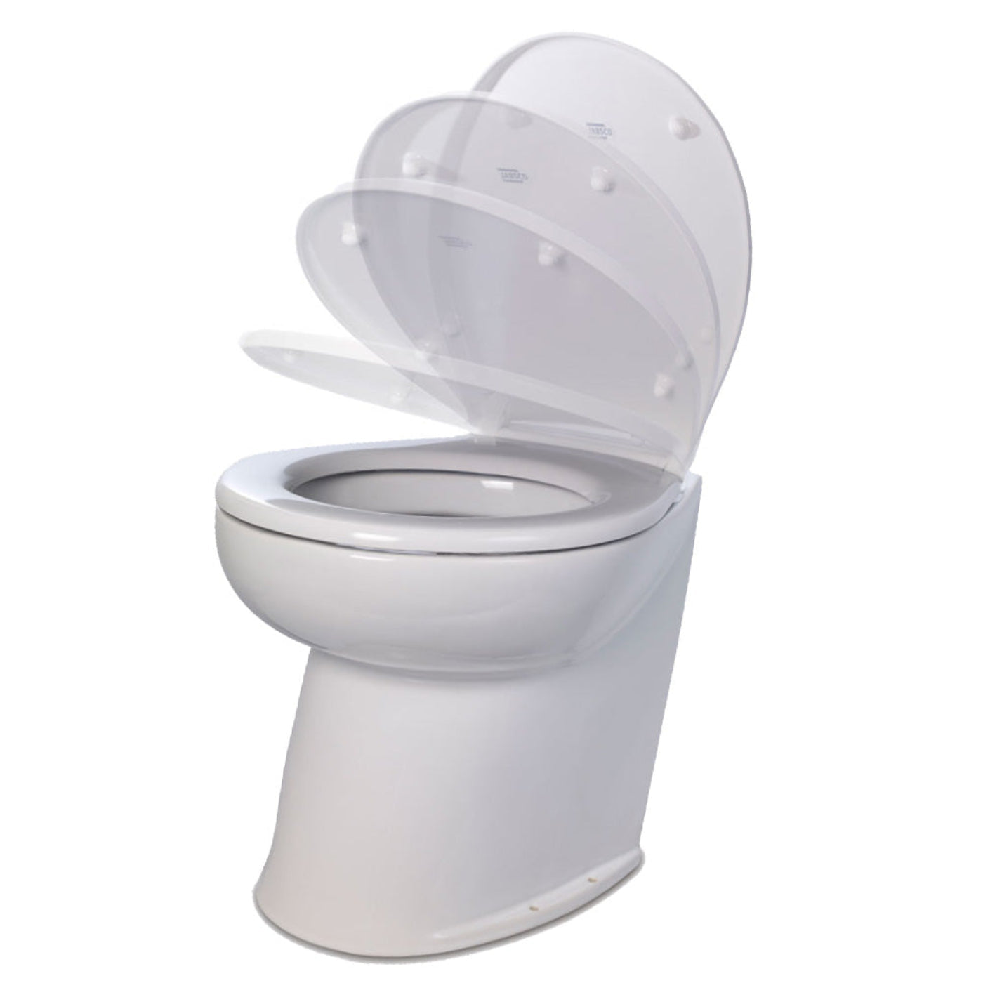 Jabsco Deluxe Flush 17" Angled Back 12V Freshwater Electric Marine Toilet w/Solenoid Valve  Soft Close Lid - CWR-98011