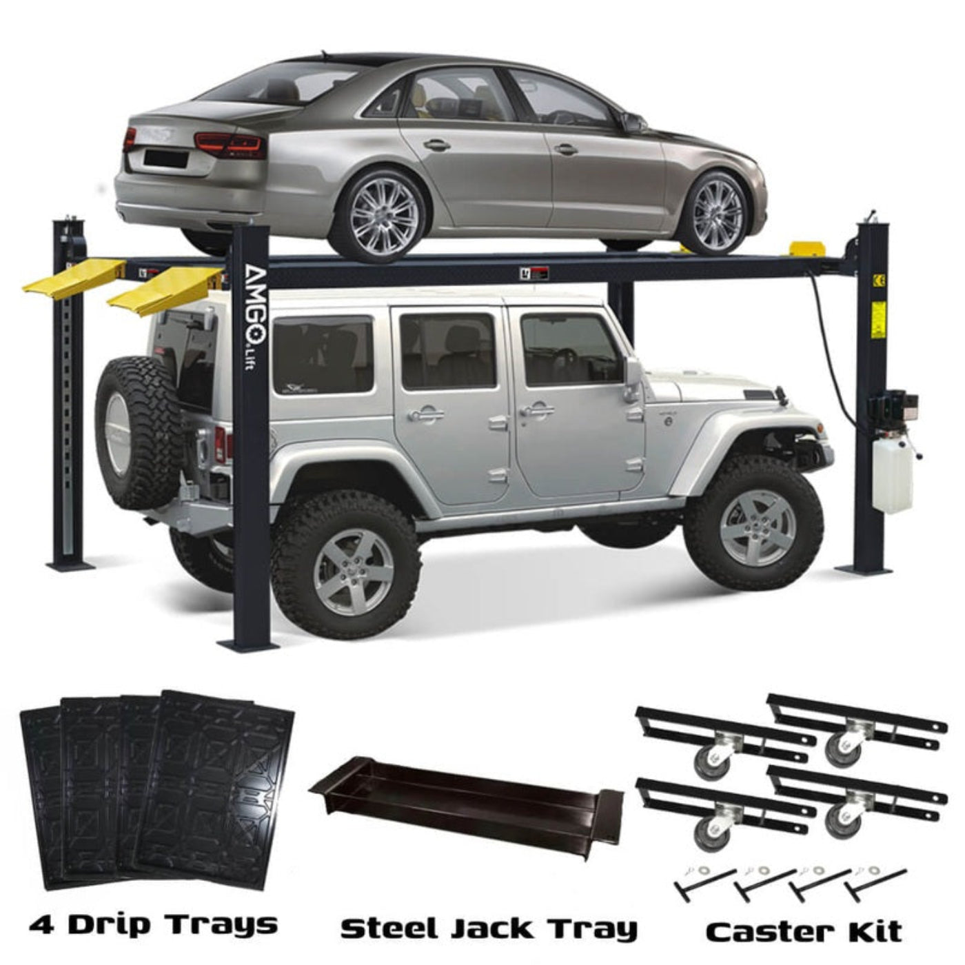 AMGO 408-HP-DX (Combo) 8,000 lbs 4 Post Parking Lift - 408-HP-DX