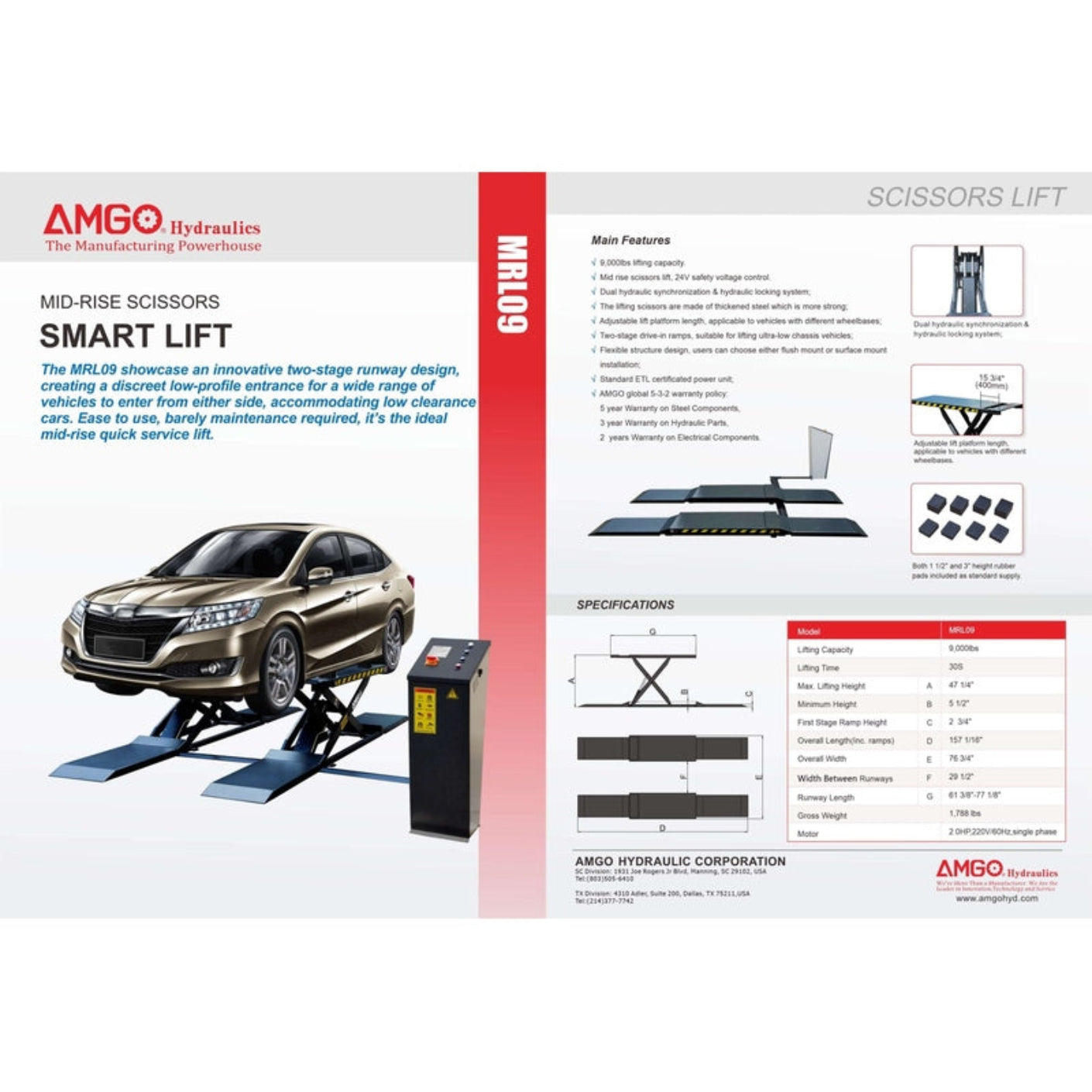 AMGO MRL09 Mid-Rise Scissor Lift - MRL09