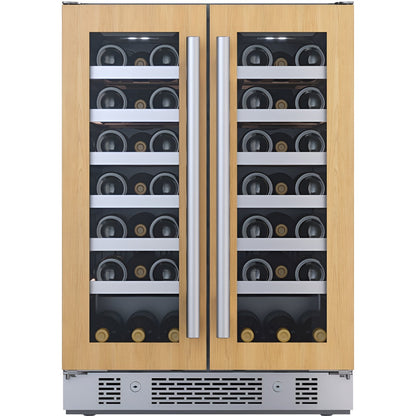 Avallon 24 Inch Wide 42 Bottle Capacity French Door Wine Cooler with LED Lighting - AWC242FDPRG