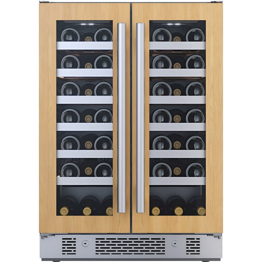 Avallon 24 Inch Wide 42 Bottle Capacity French Door Wine Cooler with LED Lighting - AWC242FDPRG