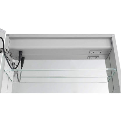 Aquadom Pacifica 20" x 26" Rectangular Recessed or Surface Mount Single View LED Lighted Right-Hinged Bathroom Medicine Cabinet With Defogger And Electrical Outlet - P-2026R