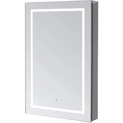 Aquadom Royale Plus 24" x 30" Rectangle Recessed or Surface Mount Single View Left Hinged LED Lighted Bathroom Medicine Cabinet With Defogger, Electrical Outlet, Magnifying Mirror - RP-2430L-N