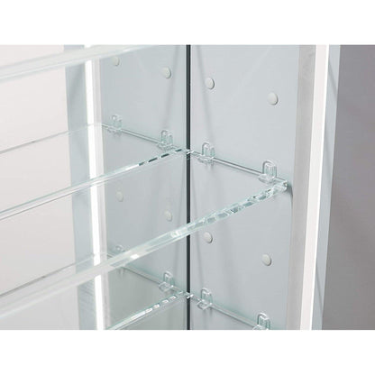 Aquadom Royale Plus 24" x 30" Rectangle Recessed or Surface Mount Single View Right Hinged LED Lighted Bathroom Medicine Cabinet With Defogger, Electrical Outlet, Magnifying Mirror - RP-2430R-N