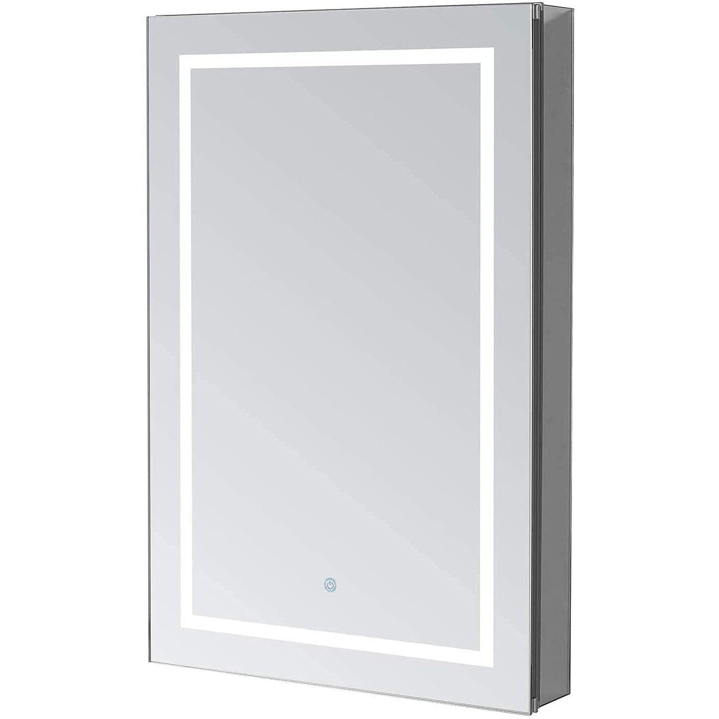 Aquadom Royale Plus 24" x 36" Rectangle Recessed or Surface Mount Single View Left Hinged LED Lighted Bathroom Medicine Cabinet With Defogger, Electrical Outlet, Magnifying Mirror - RP-2436L-N