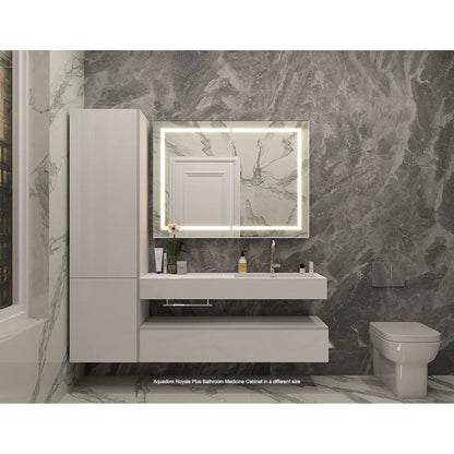 Aquadom Royale Plus 24" x 36" Rectangle Recessed or Surface Mount Single View Left Hinged LED Lighted Bathroom Medicine Cabinet With Defogger, Electrical Outlet, Magnifying Mirror - RP-2436L-N