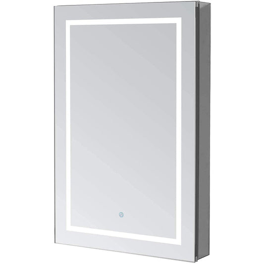Aquadom Royale Plus 24" x 36" Rectangle Recessed or Surface Mount Single View Right Hinged LED Lighted Bathroom Medicine Cabinet With Defogger, Electrical Outlet, Magnifying Mirror - RP-2436R-N