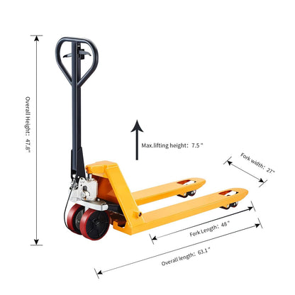 Apollolift Pallet Jack Brake System - 5500lbs. 48"Lx27"W Fork -  A-1011 - Backyard Provider