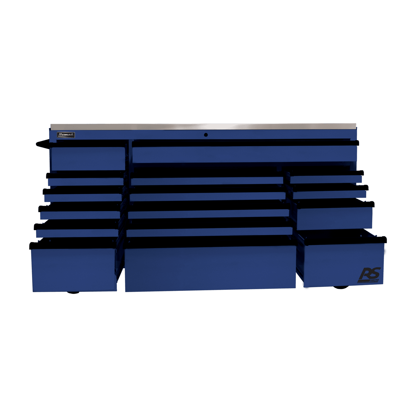 Homak  72” RS Pro Series 16 Drawer Roller Cabinet with Stainless Steel Top - BK04072164
