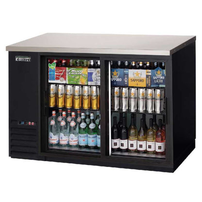 Everest Commercial 49" Back Bar Refrigerator Cooler Two Section 13 cu. ft. - EBB48G-SD