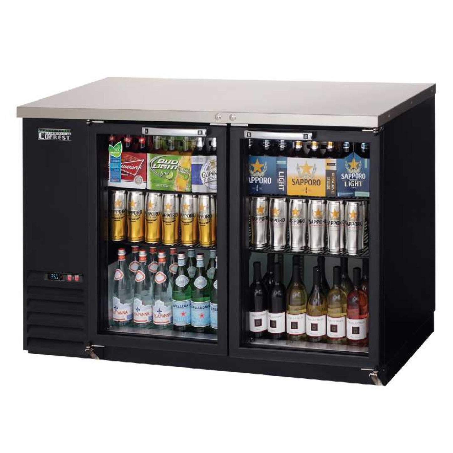 Everest Commercial 49" Back Bar Refrigerator Cooler Two Section 13 cu. ft. - EBB48G-24