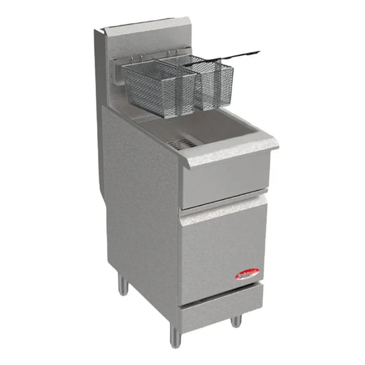 BakeMax 15.5" Natural Gas Fryer, Floor Model, 50 lb., 120,000 BTU - BAKEG50