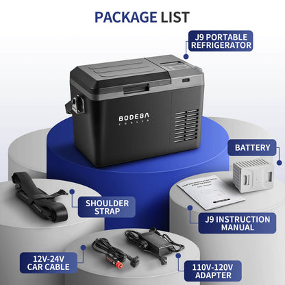 BODEGAcooler Mini 12V Portable Freezer  10Qt/9L with Battery - J9
