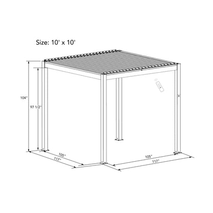 Bon Pergola 10' x 10' Freestanding Louvered Villa Pergola - VP-3325-WH