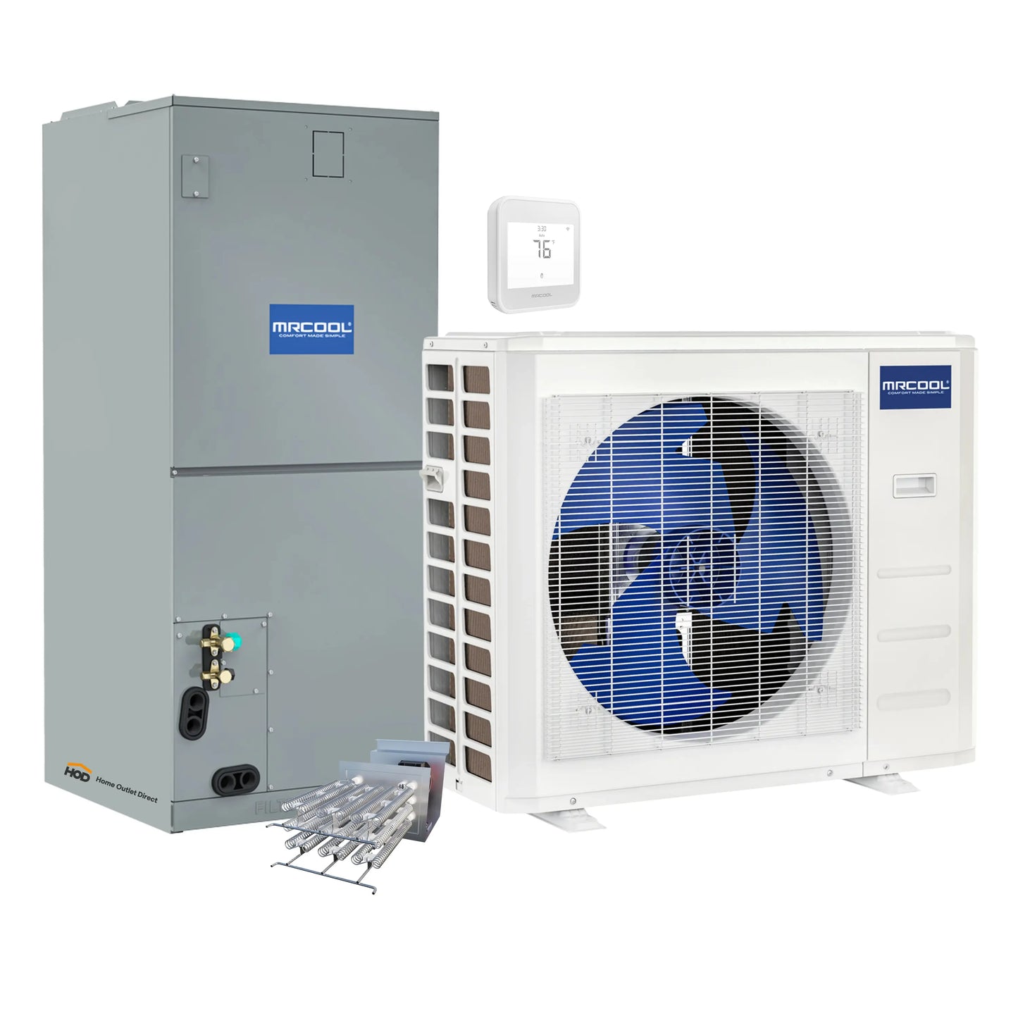 MRCOOL Hyper Heat 2nd Gen 30K BTU, 2.5 Ton, 18.3 SEER2 Heat Pump Condenser and Ducted Air Handler with 8kW Heat Kit  - C30HP230BL00H08