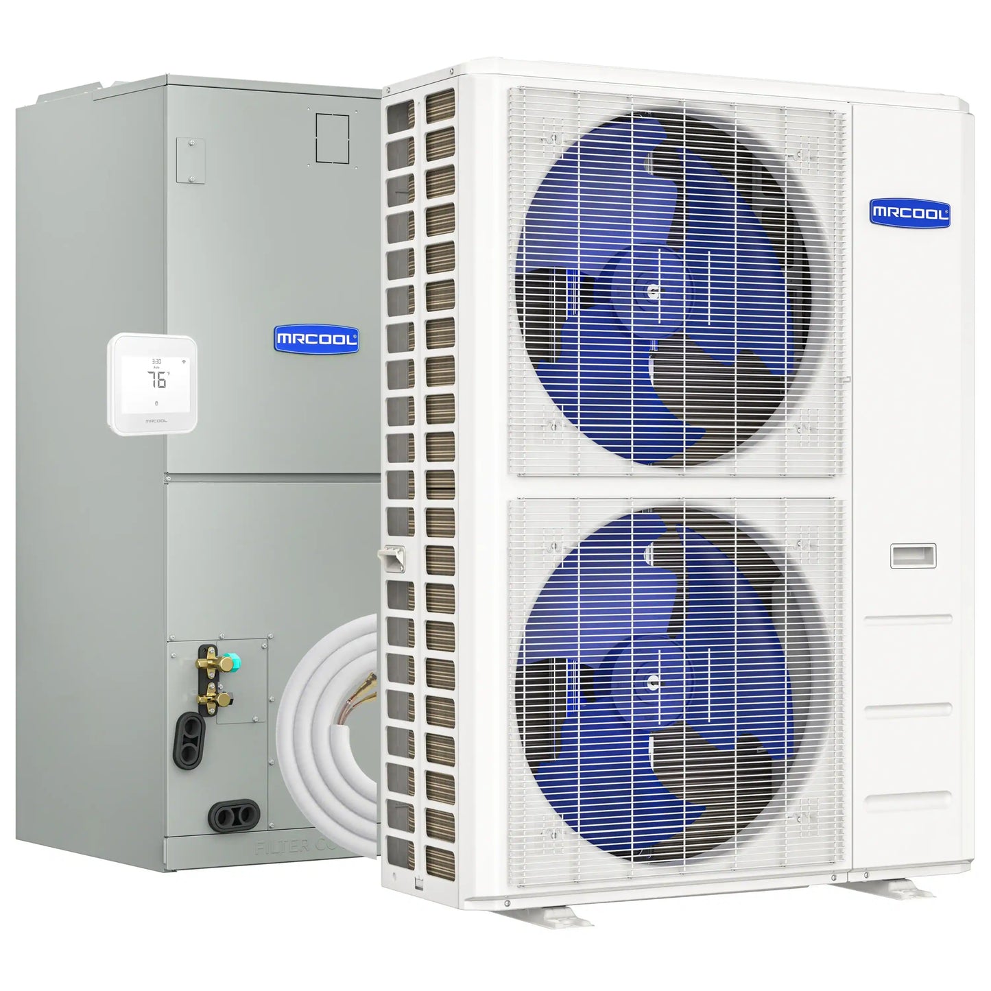 MRCOOL Hyper Heat 2nd Gen 48K BTU, 4 Ton, 16.5 SEER2 Heat Pump Condenser and Ducted Air Handler with 25 Ft. R-454B No-Vac Lineset  - CENTRAL-48-HP-230B25