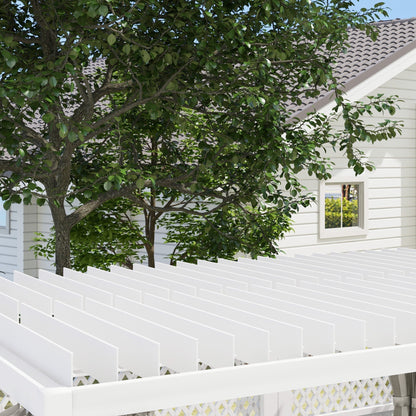Outsunny 12' x 19' Pergola with Adjustable Louvered, Outdoor Pergola with Curtains and Netting, Cream White - 84C-509V00WT
