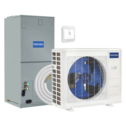 MRCOOL Hyper Heat 2nd Gen 24K BTU, 2 Ton, 18.3 SEER2 Heat Pump Condenser and Ducted Air Handler with 35 Ft. R-454B No-Vac Lineset  - CENTRAL-24-HP-230B35