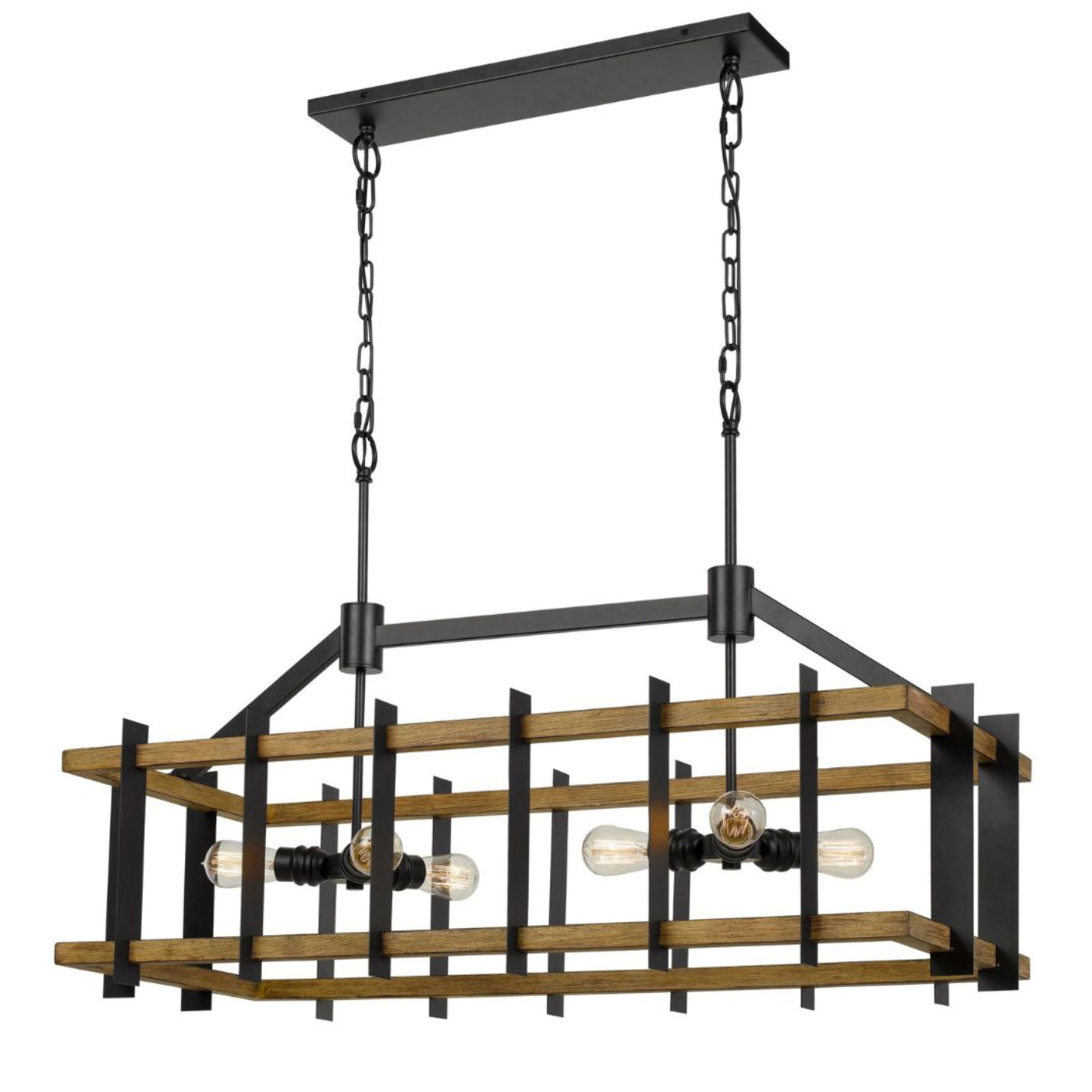 Alpine Cal Lighting Bruck 60W X 6 Metal/Pine Wood Island Chandelier - FX-3705-6