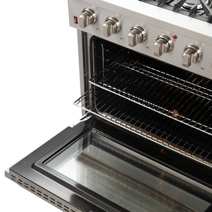 Forno Galiano 36-Inch  Gas Range with 6 Burners and Gas Convection Oven  - FFSGS6244-36