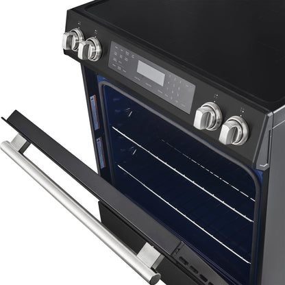 Forno 5-Piece Appliance Package - 30-Inch Induction Range, Under Cabinet Range Hood, Refrigerator, Dishwasher, and 30-Inch Microwave Oven in Black with Stainless Steel Trim - APR5-905-30BLK-MWO30