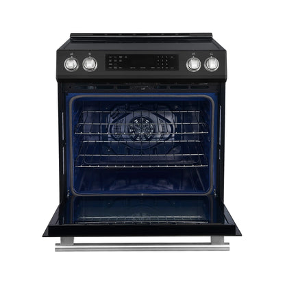 Forno 5-Piece Appliance Package - 30-Inch Induction Range, Under Cabinet Range Hood, French Door Refrigerator, Dishwasher, and 30-Inch Microwave Drawer in Black with Stainless Steel Trim - APR5-905-30BLK-MWD30