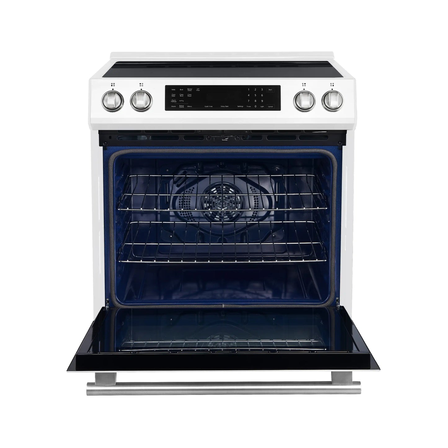Forno 5-Piece Appliance Package - 30-Inch Induction Range, Under Cabinet Range Hood, Refrigerator with Water Dispenser, Dishwasher, and 30-Inch Microwave Drawer in White with Antique Brass Trim - APW5-905-30WHT-MWD30