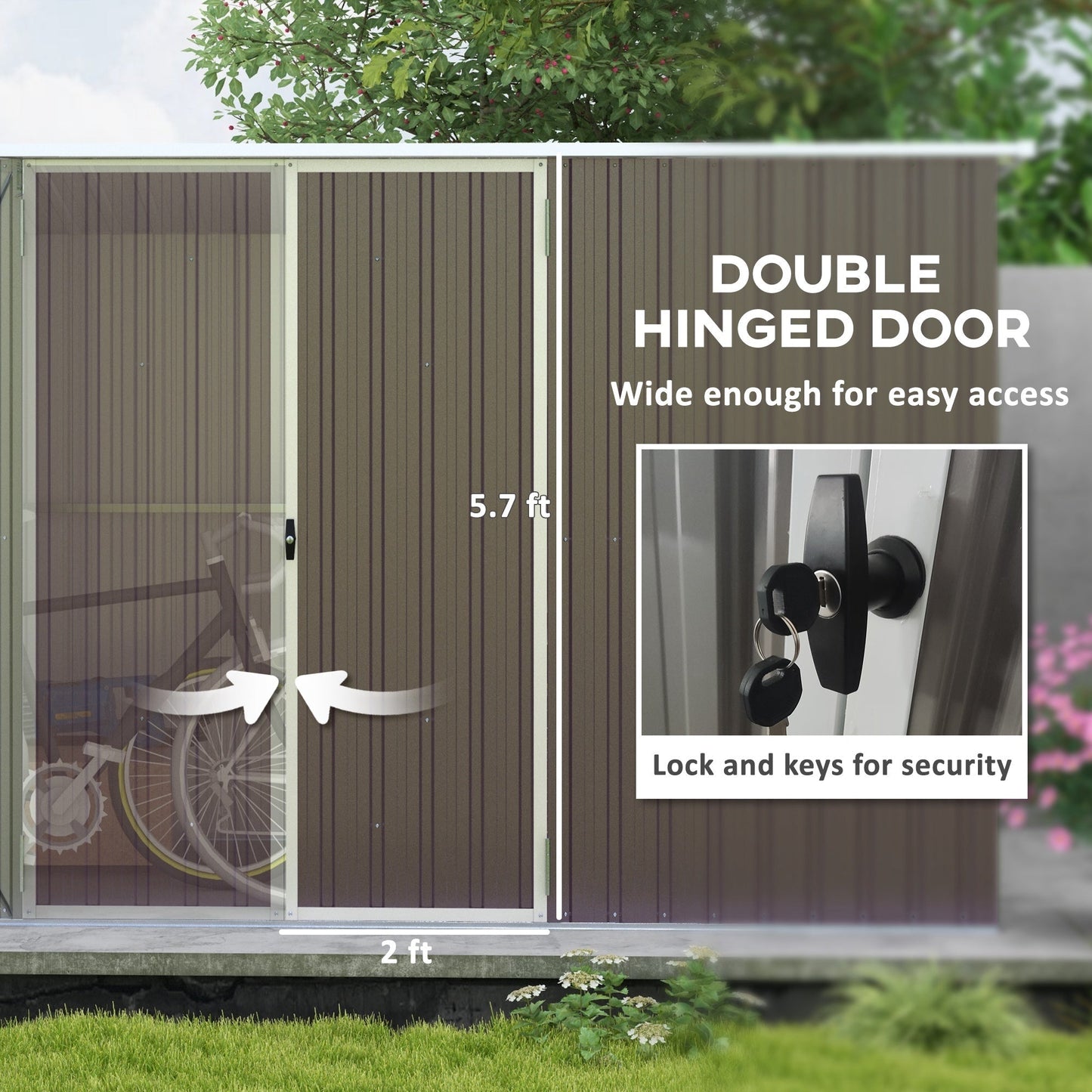 Outsunny 11' x 6' Metal Storage Shed with Lockable Door for Backyard, Garden, Lawn, Light Gray - 845-680V01LG