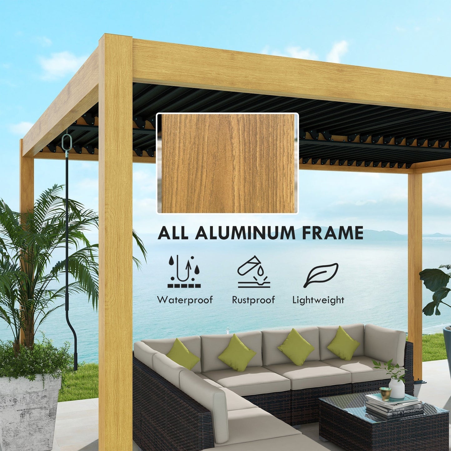 Outsunny 10' x 13' Aluminum Louvered Pergola with Adjustable Roof, Hardtop Gazebo for Outdoor Spaces, Gray - 84C-454V01ND