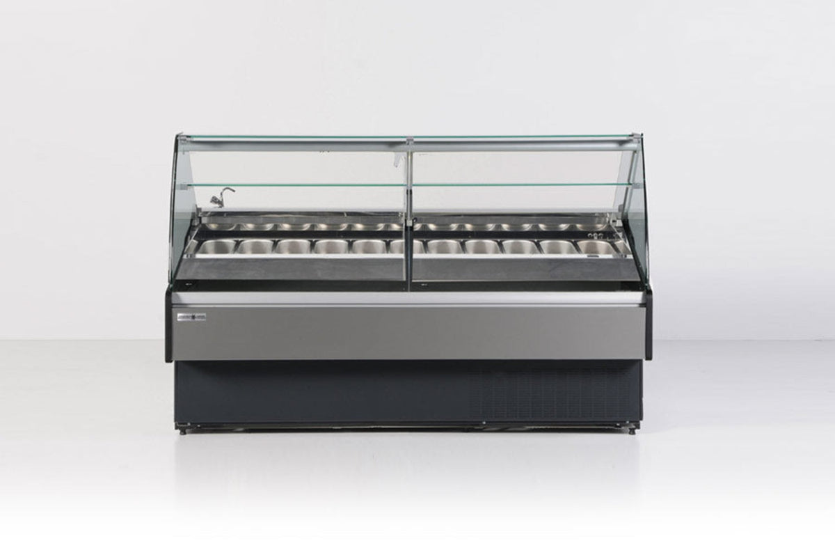 Hydra-Kool  | 78" Wide Self Contained Curved Glass Gelato Display Case - KFM-GL-80-S