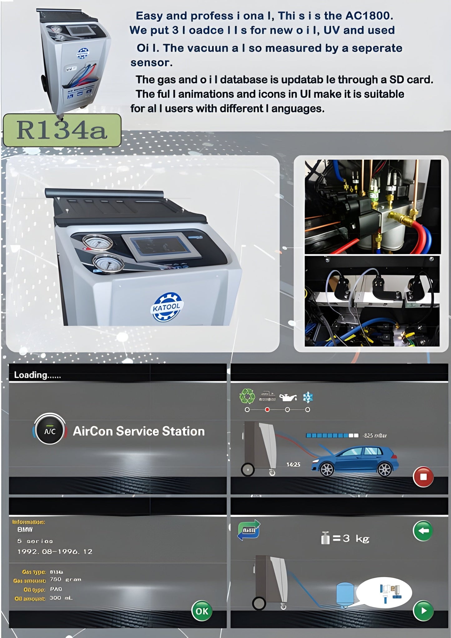 Katool Fully Automatic Recovery, Recycle & Recharge DUAL AC1800 Machine - R-134A