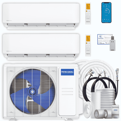 MRCOOL DIY 5th Gen 3-Zone 30,000 BTU Ductless Mini Split Air Conditioner & Heat Pump with Pre-Charged Line Sets (9K+9K+12K), DIYM336HP