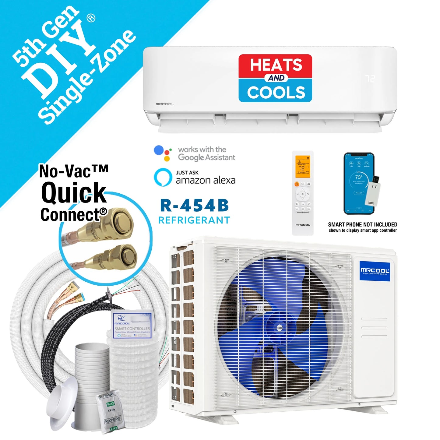 MRCOOL DIY 5th Gen E Star 36,000 BTU Single Zone Mini Split Complete System with 25 Ft. Line Set, 230V  - DIY-36-HP-WM-230D25-O