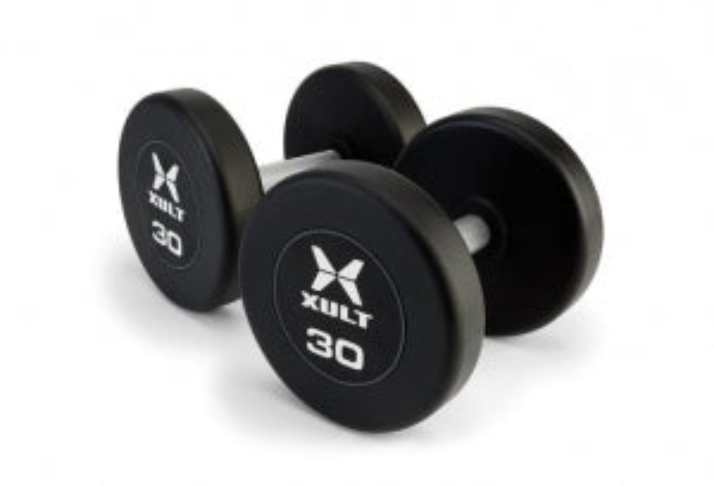 Johnson Health Tech XULT Urethane Round Dumbbells - XULT Urethane Round Dumbbell Set, Black, 50 lb - XT-5-50URE-RND
