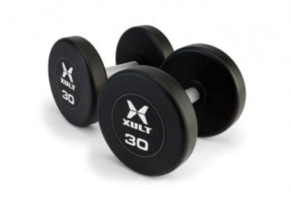 Johnson Health Tech XULT Urethane Hex Dumbbells - XULT Urethane Hex Dumbbell Set, Black, 50 lb. - XT-5-50URE-HEX