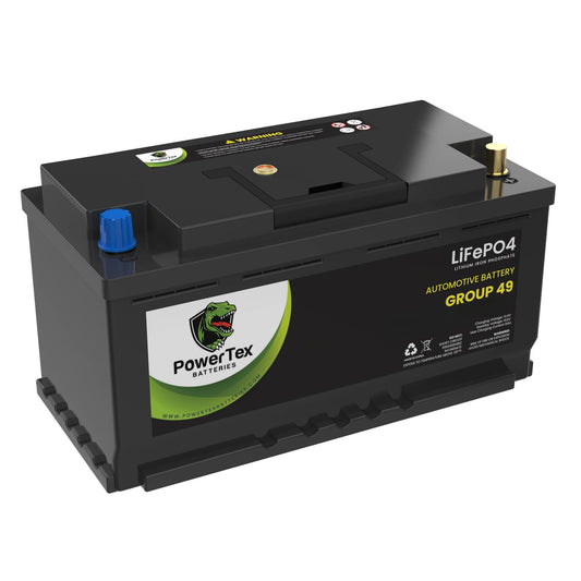 PowerTex 2017 BMW 330i GT xDrive Car Battery BCI Group 49 / H8 Replacement Lithium LiFePO4 Automotive Battery